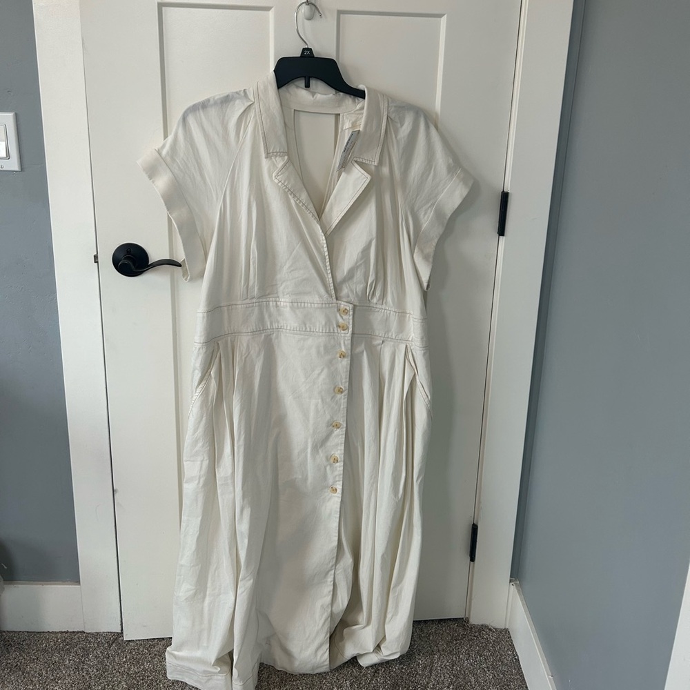 Maeve Cream Button-Front Midi Dress